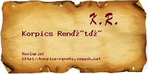 Korpics Renátó névjegykártya